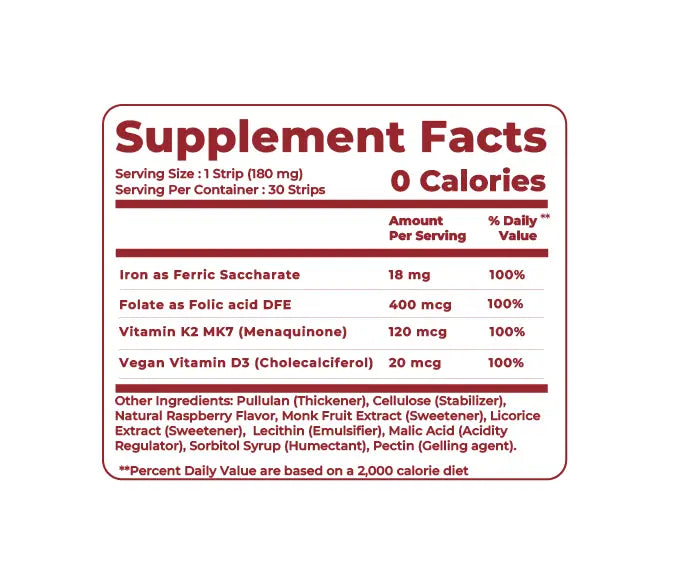 NutriHugs Blood and Bone Supplement Facts with ingredients and additional information.