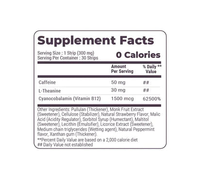 NutriHugs Energy Supplement Facts with ingredients and additional information.